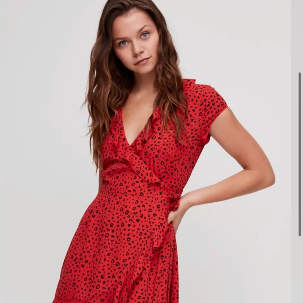 Sunday Best Red Leopard-Print Wrap Dress